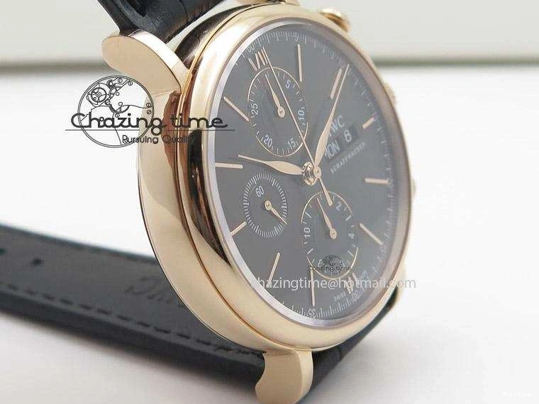 MIROTIME 0516 Portofino Chrono RG Black Dial on Black Leather Strap A HighPerformance 7389